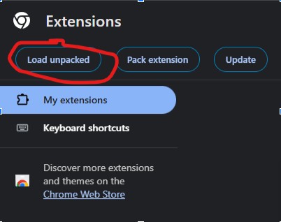 Load unpacked button